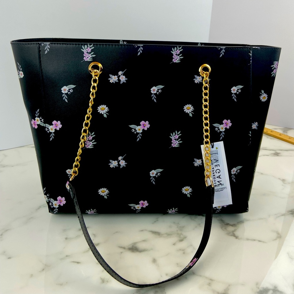 Emperia Purse black and floral gold chain strap
